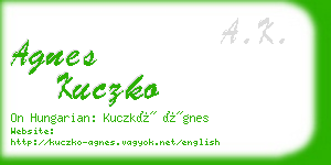 agnes kuczko business card